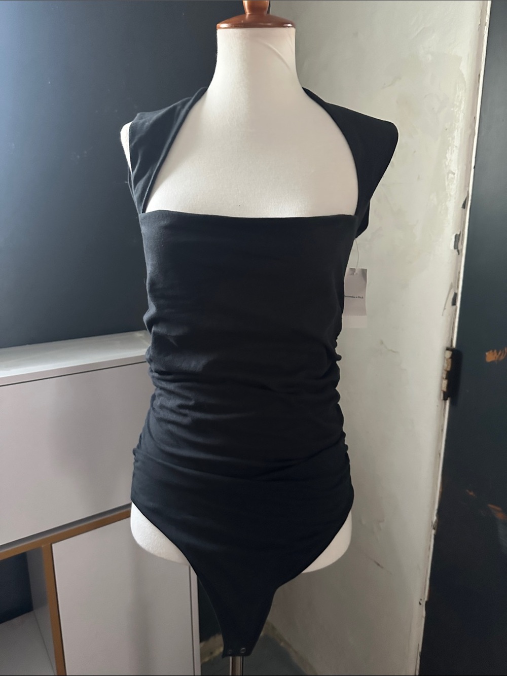 Abercrombie & Fitch Black Square-Neck Tank Bodysuit Large NWT
